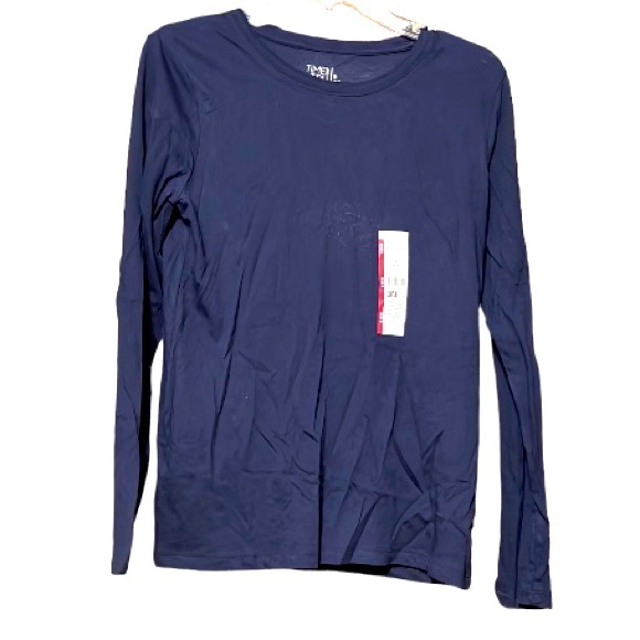 ⭐️ Time & Tru NWT navy blue long sleeve crew neck tee relaxed fit Women S - Picture 1 of 16
